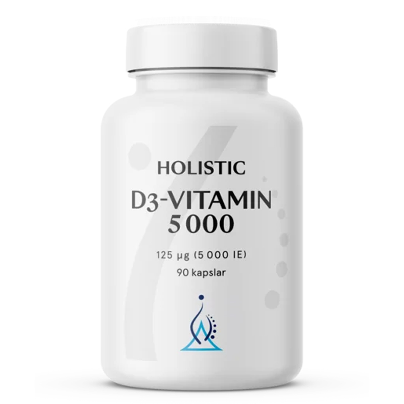 Holistic D3-Vitamin 5000 90kaps i gruppen Hälsa / Kosttillskott / Vitaminer / Enkla vitaminer hos Rawfoodshop Scandinavia AB (4142)