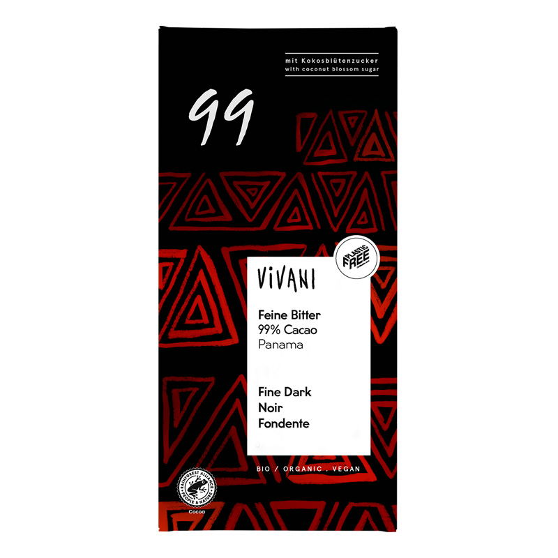 Vivani Choklad 99% EKO 80g i gruppen Råvaror & Dryck / Godis & Choklad / Choklad & Bars hos Rawfoodshop Scandinavia AB (4407)