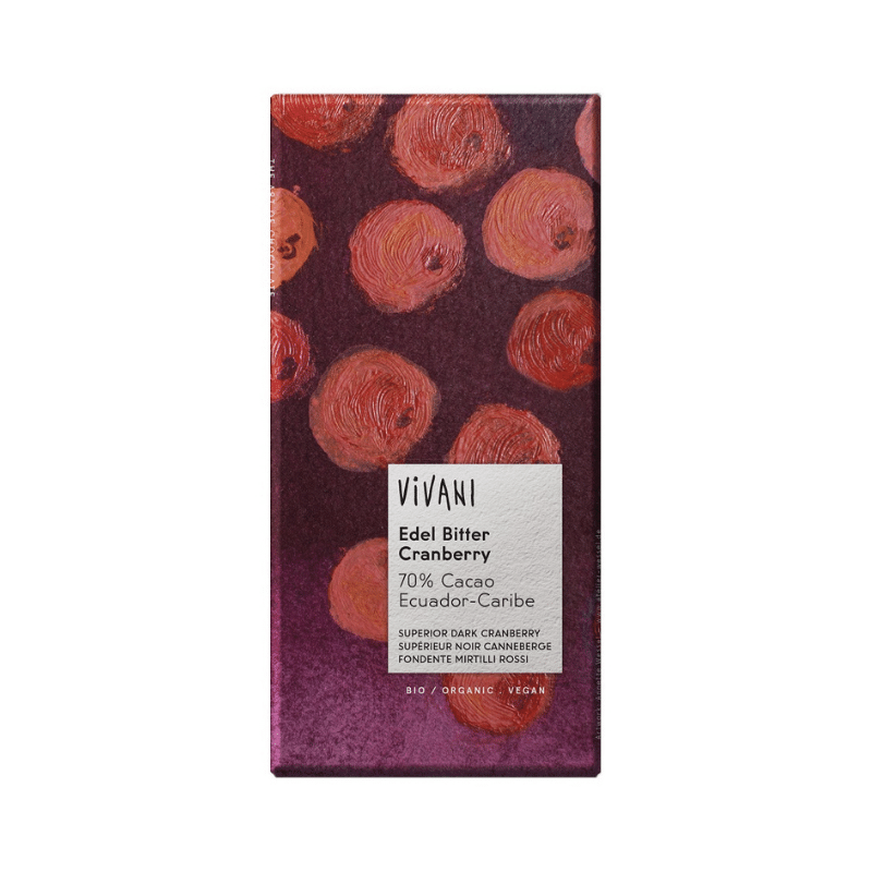 Vivani Choklad Mörk Tranbär 70% EKO 100g i gruppen Råvaror & Dryck / Godis & Choklad / Choklad & Bars hos Rawfoodshop Scandinavia AB (4472)