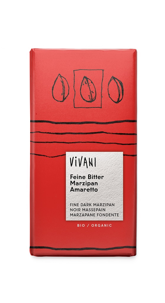 Vivani Choklad Mörk Marsipan & Amarettolikör EKO 100g i gruppen Råvaror & Dryck / Godis & Choklad / Choklad & Bars hos Rawfoodshop Scandinavia AB (4474)