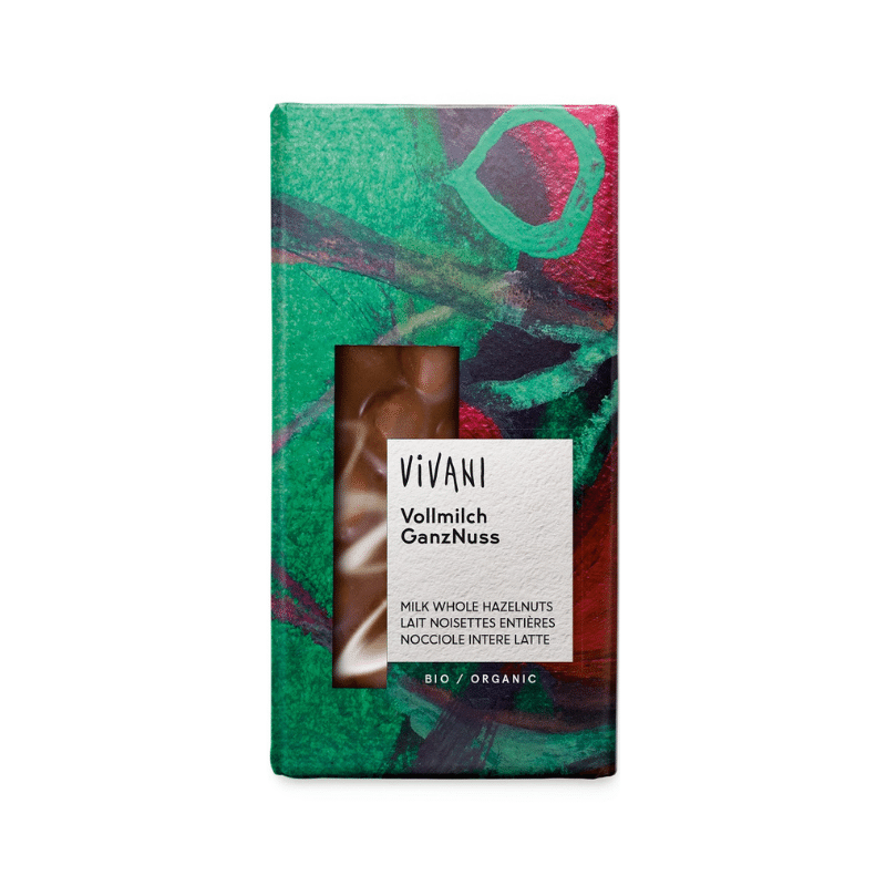Vivani Mjölkchoklad med Hela Hasselnötter EKO 100g i gruppen Råvaror & Dryck / Godis & Choklad / Choklad & Bars hos Rawfoodshop Scandinavia AB (4497)