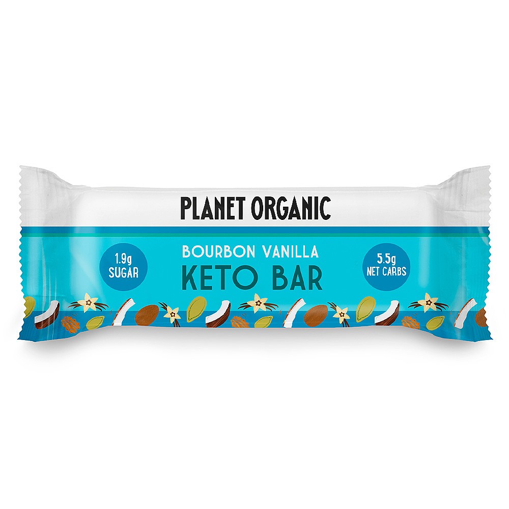 Planet Organic Keto Bar Bourbon Vanilla 40g i gruppen Råvaror & Dryck / Godis & Choklad / Choklad & Bars hos Rawfoodshop Scandinavia AB (4796)