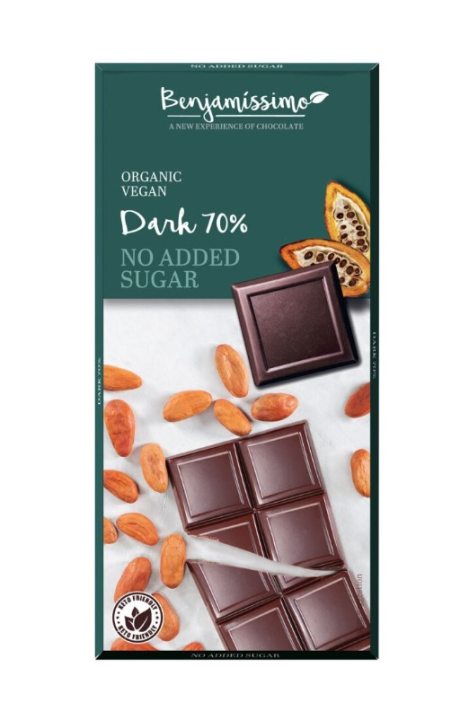 Benjamissimo Choklad Mörk 70% Sockerfri 70g i gruppen Råvaror & Dryck / Godis & Choklad / Choklad & Bars hos Rawfoodshop Scandinavia AB (4957)
