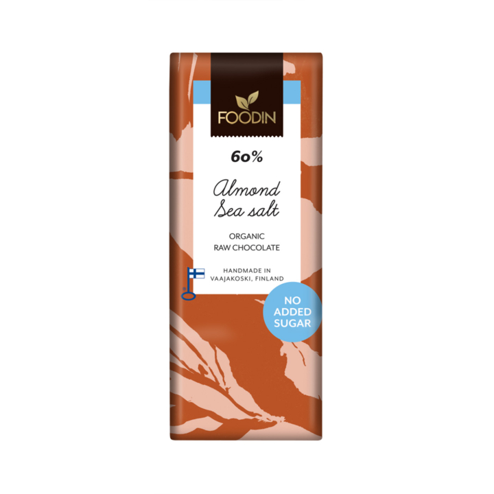 Choklad Mandel & Havssalt 60% utan tillsatt socker RAW EKO 40g i gruppen Råvaror & Dryck / Godis & Choklad / Choklad & Bars hos Rawfoodshop Scandinavia AB (6430048235388)