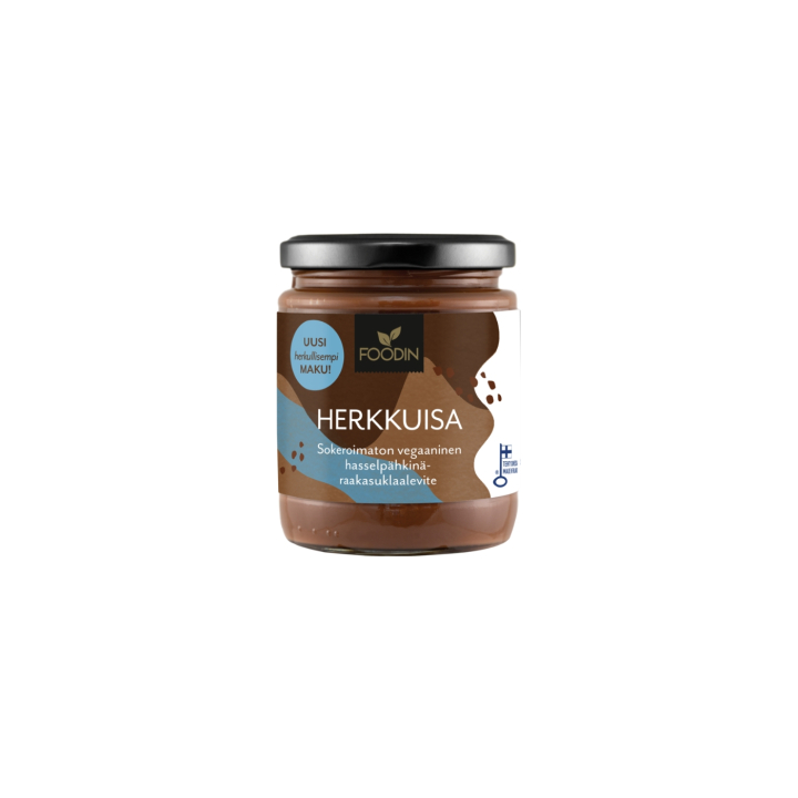 Herkkuisa Choklad & Hasselnötskräm Sockerfri 230g i gruppen Råvaror & Dryck / Skafferiet / Smör & Krämiga Pålägg hos Rawfoodshop Scandinavia AB (6430051824579)