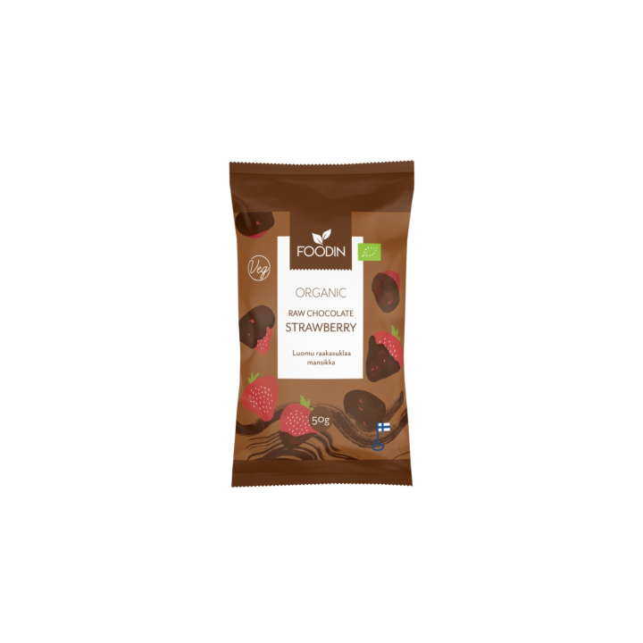 Jordgubbar i Råchoklad EKO 50g i gruppen Råvaror & Dryck / Godis & Choklad / Snacks hos Rawfoodshop Scandinavia AB (6430055219142)