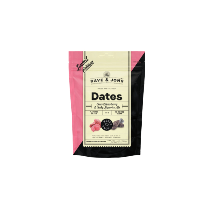 Dadlar Sour Strawberry-Salty Liquorice Mix 125g i gruppen Råvaror & Dryck / Frukt & Bär / Dadlar hos Rawfoodshop Scandinavia AB (800015544)