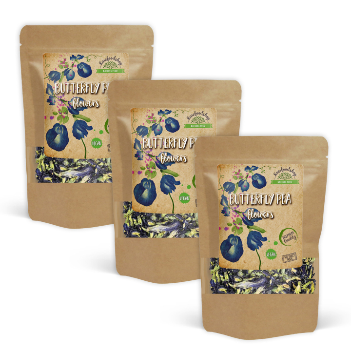 Butterfly Pea Flowers 125g x 3 paket i gruppen Råvaror & Dryck / Bakning / Ätbara blommor hos Rawfoodshop Scandinavia AB (82434125-SET3)