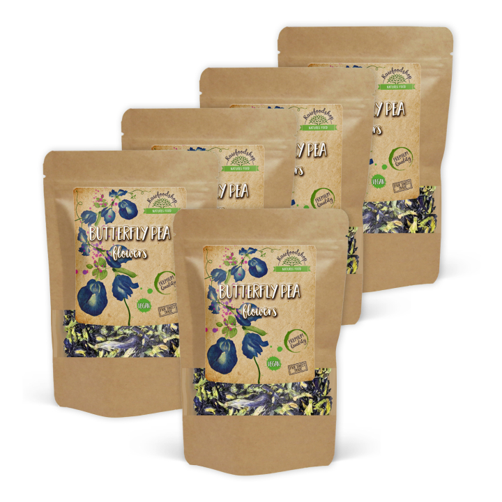 Butterfly Pea Flowers 125g x 5 paket i gruppen Råvaror & Dryck / Bakning / Ätbara blommor hos Rawfoodshop Scandinavia AB (82434125-SET5)