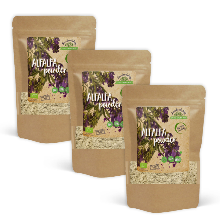 Alfalfa Pulver EKO 125g x 3 paket i gruppen Råvaror & Dryck / Hälsokost / Gröna pulver hos Rawfoodshop Scandinavia AB (A1010-SET3)