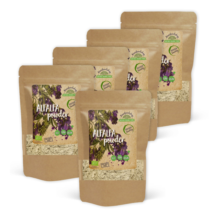 Alfalfa Pulver EKO 125g x 5 paket i gruppen Råvaror & Dryck / Hälsokost / Gröna pulver hos Rawfoodshop Scandinavia AB (A1010-SET5)