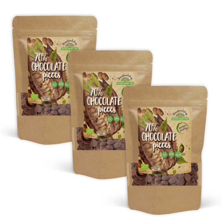 Chokladknappar från Peru 70% EKO 500g x 3 paket i gruppen Råvaror & Dryck / Bakning / Kakaoprodukter hos Rawfoodshop Scandinavia AB (AB0421500-SET3)