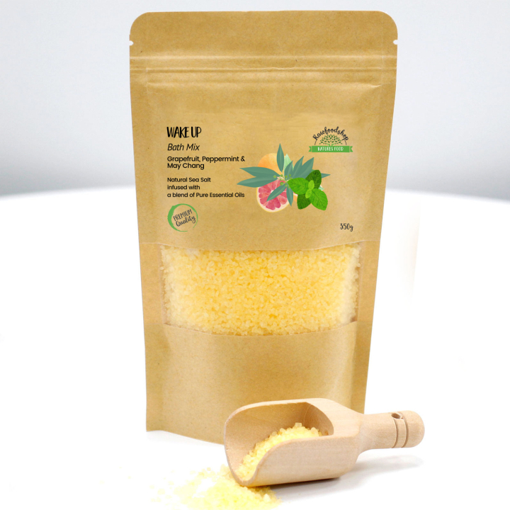 Badsalt Wake Up 350g i gruppen Hud & Kropp / Bad & Spa / Badsalt hos Rawfoodshop Scandinavia AB (ABPCUL05)