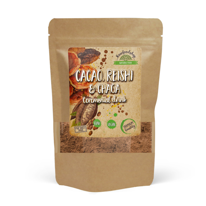 Kakaopulver Ceremoniell Dryck med Reishi & Chaga 100g i gruppen Råvaror & Dryck / Drycker / Övrigt hos Rawfoodshop Scandinavia AB (AYAM111)