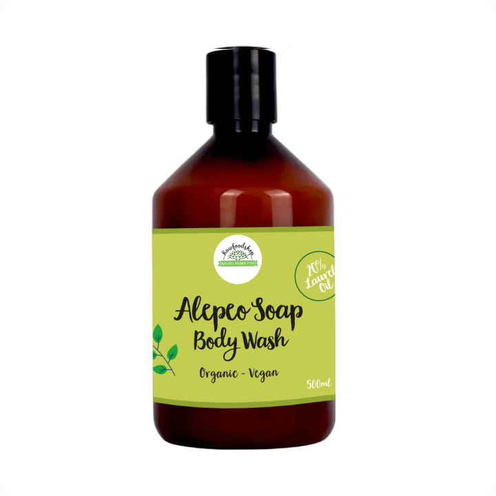 Aleppo Flytande tvål Lagerbärsolja 20% EKO 500ml i gruppen Hud & Kropp / Kropp / Duschtvål hos Rawfoodshop Scandinavia AB (BN0842)