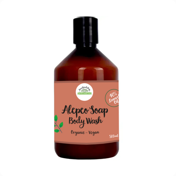 Aleppo Flytande tvål Lagerbärsolja 40% EKO 500ml i gruppen Hud & Kropp / Kropp / Duschtvål hos Rawfoodshop Scandinavia AB (BN1108)