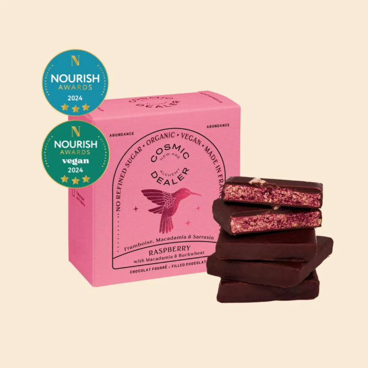 Chokladbox Hallon & Bovete EKO 4 x 20g i gruppen Råvaror & Dryck / Godis & Choklad / Choklad & Bars hos Rawfoodshop Scandinavia AB (BOX4CHAKRARASP)