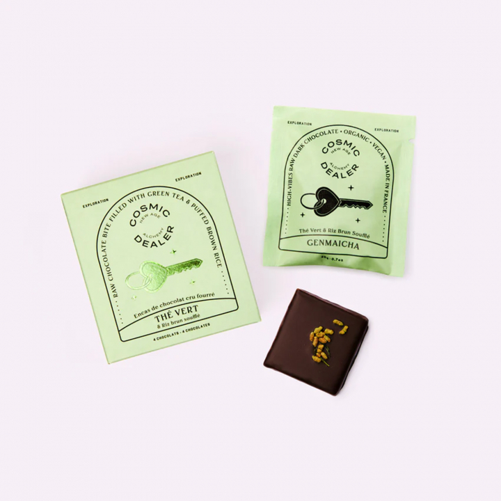 Chokladbox Grönt Te & Puffat Ris EKO 4 x 20g  i gruppen Råvaror & Dryck / Godis & Choklad / Choklad & Bars hos Rawfoodshop Scandinavia AB (BOX4GENMAICHA)