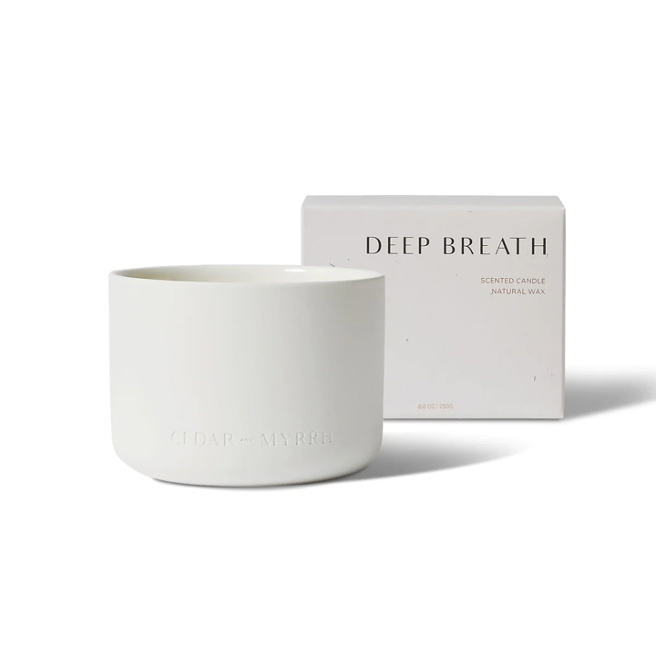 Doftljus Deep Breath 250g i gruppen Hem & Själ / Ritual & Ceremoni / Doftoljor & Ljus hos Rawfoodshop Scandinavia AB (BR-CDL-US-D-01)