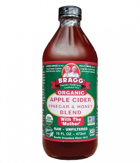 Bragg - Äppelcidervinäger med Honung 473 ml i gruppen Råvaror & Dryck / Drycker hos Rawfoodshop Scandinavia AB (BRA1)