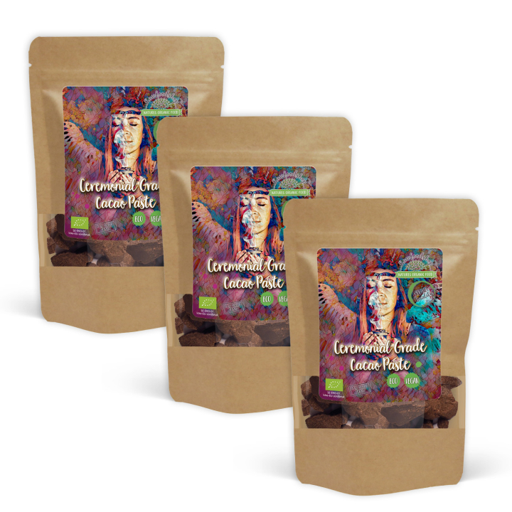 Ceremonial Grade Kakaomassa EKO 200g x 3 paket i gruppen Råvaror & Dryck / Drycker hos Rawfoodshop Scandinavia AB (CACAOLAB01200-SET3)