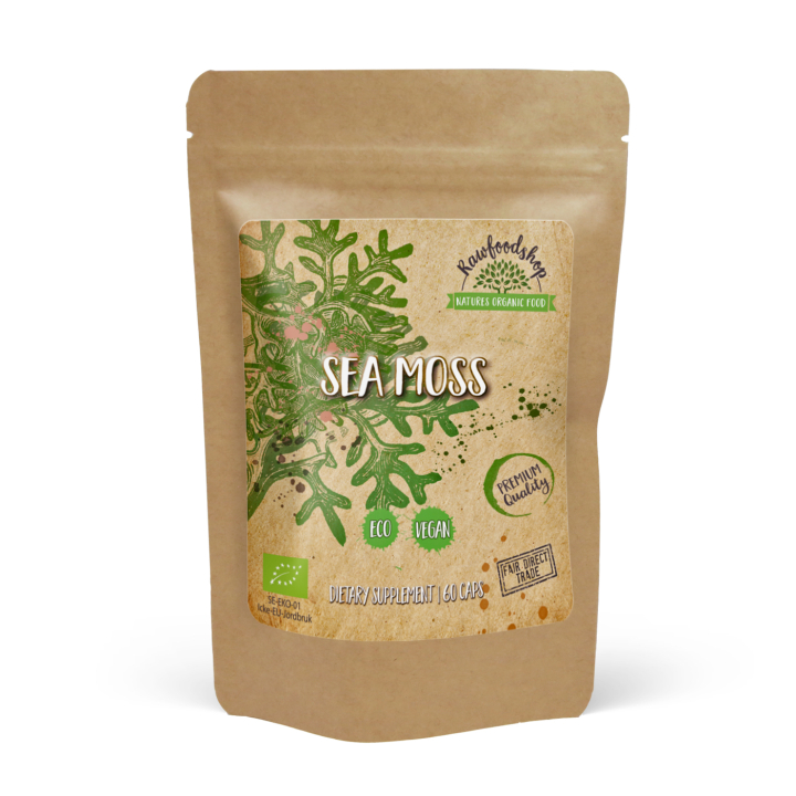 Sea Moss EKO 500mg 60 Kapslar i gruppen Kosttillskott / Örter & Växter / Algtillskott hos Rawfoodshop Scandinavia AB (CAPSEA60)