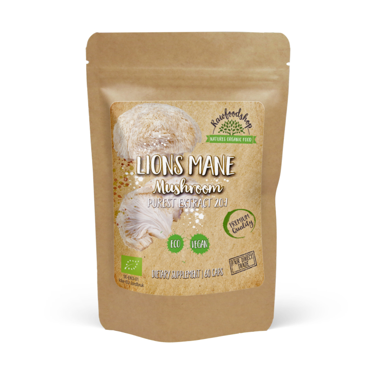 Lions Mane Extract EKO 400mg 60 kapslar i gruppen Kosttillskott / Örter & Växter / Svampar hos Rawfoodshop Scandinavia AB (CAPSLIO60)