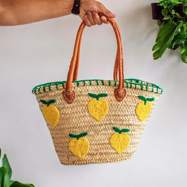 Stråväska Citron Medium i gruppen Hem & Själ / Harmonisk livsstil / Shoppingväskor & tygpåsar hos Rawfoodshop Scandinavia AB (CBERBER-LEMONMEDIUM)