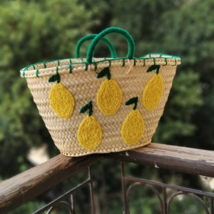 Stråväska Citron Liten i gruppen Hem & Själ / Harmonisk livsstil / Shoppingväskor & tygpåsar hos Rawfoodshop Scandinavia AB (CBERBER-LEMONSMALL)