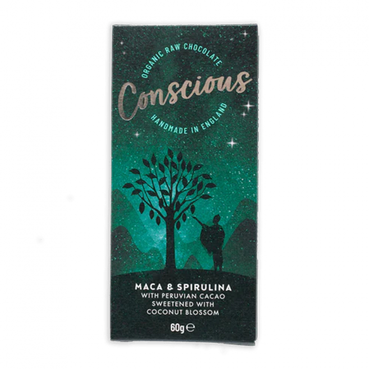 Maca & Spirulina Chocolate Bar EKO 60g i gruppen Råvaror & Dryck / Godis & Choklad / Choklad & Bars hos Rawfoodshop Scandinavia AB (CC18)