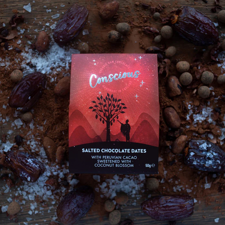 Salted Chocolate Dates EKO 50g i gruppen Råvaror & Dryck / Godis & Choklad / Choklad & Bars hos Rawfoodshop Scandinavia AB (CC4)