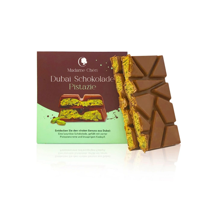 Dubai Choklad Pistage 100g i gruppen Råvaror & Dryck / Godis & Choklad / Choklad & Bars hos Rawfoodshop Scandinavia AB (CHERI01)