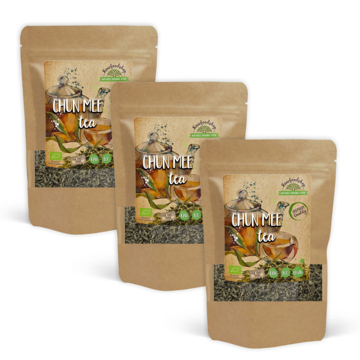 Chun Mee Te EKO 100g x 3 paket i gruppen Råvaror & Dryck / Drycker / Teer hos Rawfoodshop Scandinavia AB (CMT10-SET3)