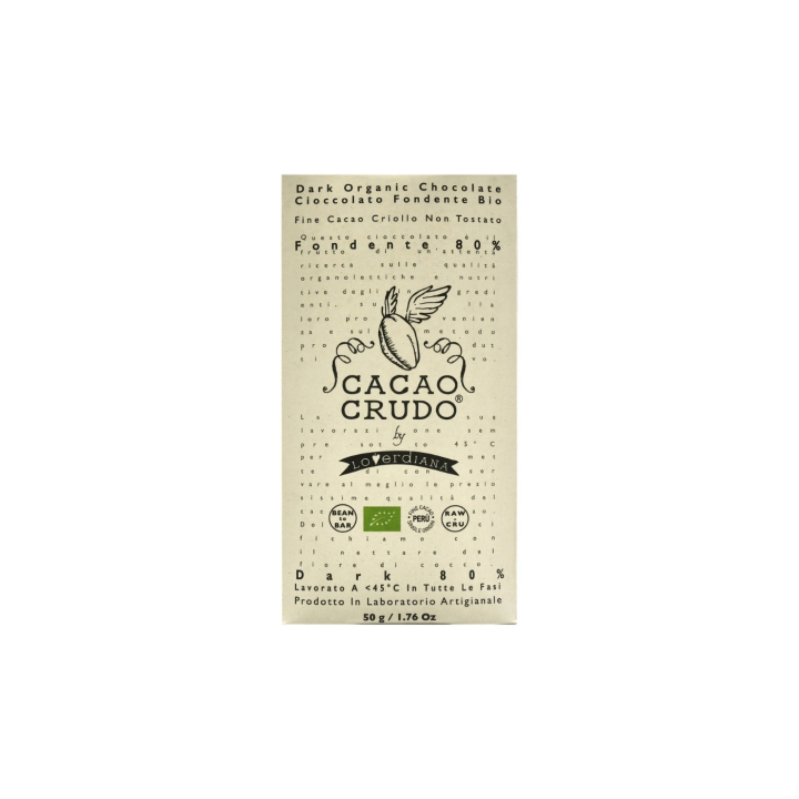 Mörk Choklad 80% RAW EKO 50g i gruppen Råvaror & Dryck / Godis & Choklad / Choklad & Bars hos Rawfoodshop Scandinavia AB (CRUDO03)