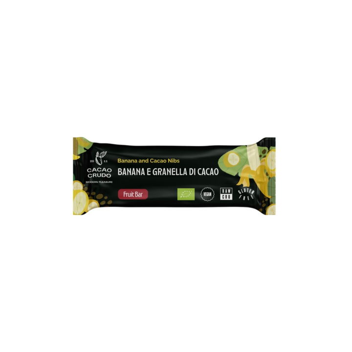 Banan Kakaonibs Bar RAW EKO 28g i gruppen Råvaror & Dryck / Godis & Choklad / Choklad & Bars hos Rawfoodshop Scandinavia AB (CRUDO12)