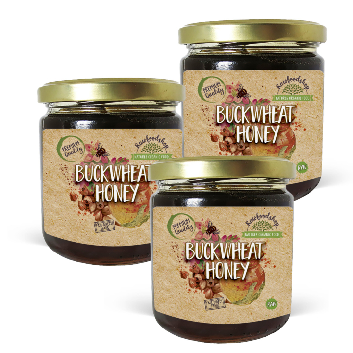 Bovetehonung 500g x 3 burkar i gruppen Råvaror & Dryck / Bakning / Honung hos Rawfoodshop Scandinavia AB (EDI145117-SET3)