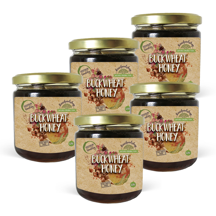 Bovetehonung 500g x 5 burkar i gruppen Råvaror & Dryck / Bakning / Honung hos Rawfoodshop Scandinavia AB (EDI145117-SET5)