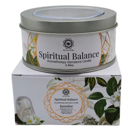 Kristall Ljus Spiritual Balance Jasmine 70g i gruppen Hem & Själ / Ritual & Ceremoni / Doftoljor & Ljus hos Rawfoodshop Scandinavia AB (GRE3416325)