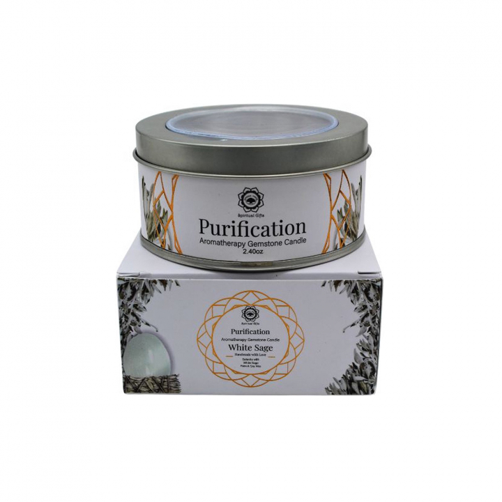 Kristall Ljus Purification White Sage 70g i gruppen Hem & Själ / Ritual & Ceremoni / Doftoljor & Ljus hos Rawfoodshop Scandinavia AB (GRE3416479)