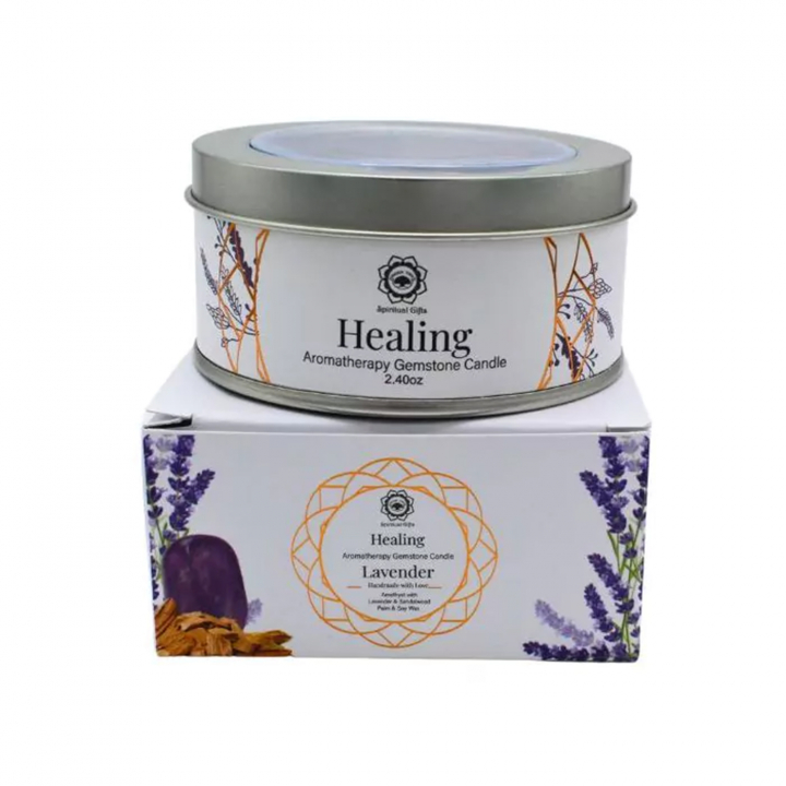 Kristall Ljus Healing Lavender 70g i gruppen Hem & Själ / Ritual & Ceremoni / Doftoljor & Ljus hos Rawfoodshop Scandinavia AB (GRE3431139)