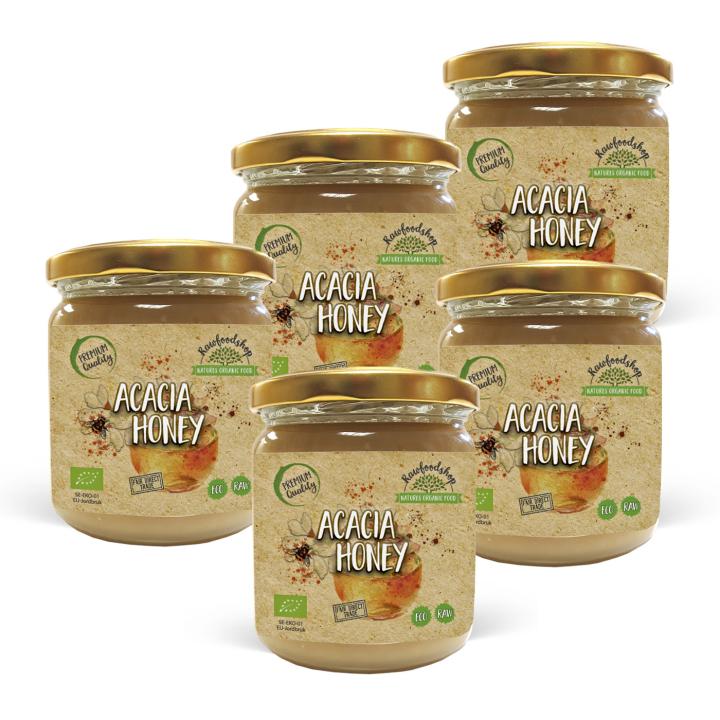Akaciahonung EKO 500g x 5 burkar i gruppen Råvaror & Dryck / Bakning / Honung hos Rawfoodshop Scandinavia AB (HAM50-SET5)