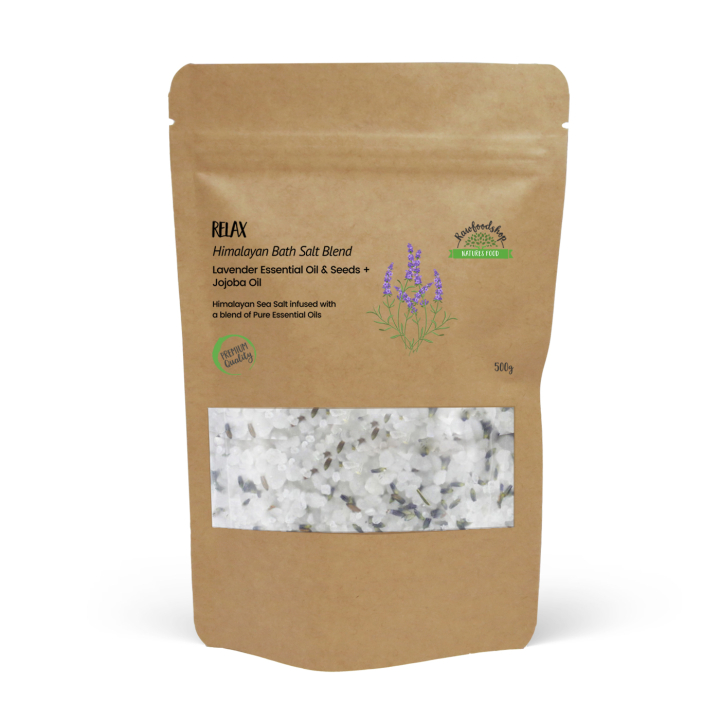 Badsalt Himalaya Relax 500g i gruppen Hud & Kropp / Bad & Spa / Badsalt hos Rawfoodshop Scandinavia AB (HBATHSUL01)