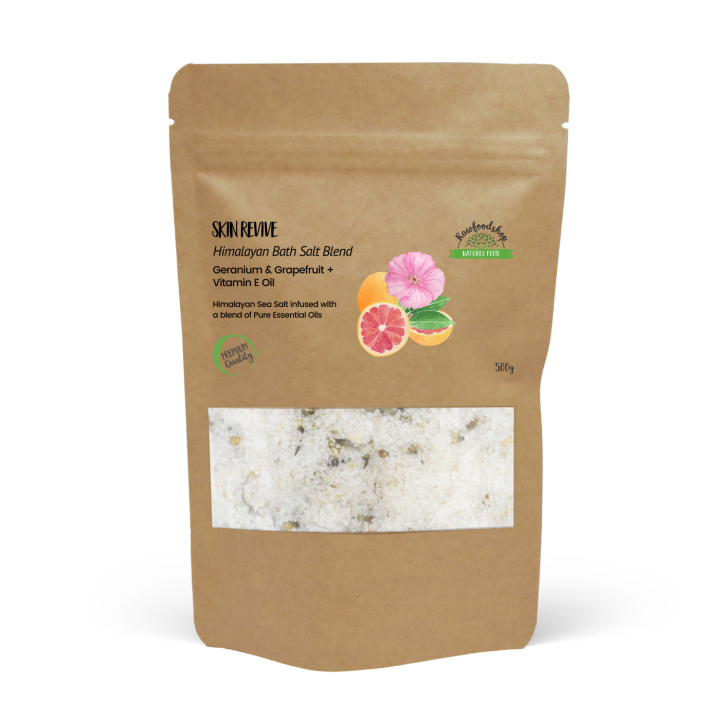 Badsalt Himalaya Skin Revive 500g i gruppen Hud & Kropp / Bad & Spa / Badsalt hos Rawfoodshop Scandinavia AB (HBATHSUL05)