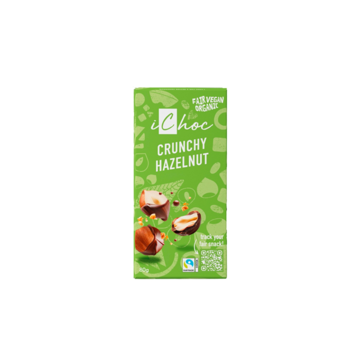 Choklad Crunchy Hazelnut EKO 80g i gruppen Råvaror & Dryck / Godis & Choklad / Choklad & Bars hos Rawfoodshop Scandinavia AB (ICHOC03)