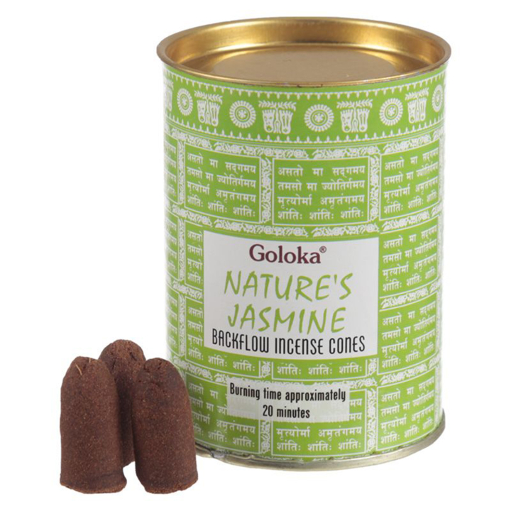 Goloka Backflow Rökelsekoner Jasmin i gruppen Hem & Själ / Stämning & doft / Rökelse hos Rawfoodshop Scandinavia AB (INC495)