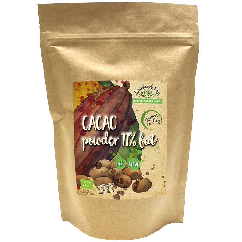 Kakaopulver 11% EKO 500g i gruppen Råvaror & Dryck / Bak & Matlagning / Kakaoprodukter hos Rawfoodshop Scandinavia AB (KAK115)