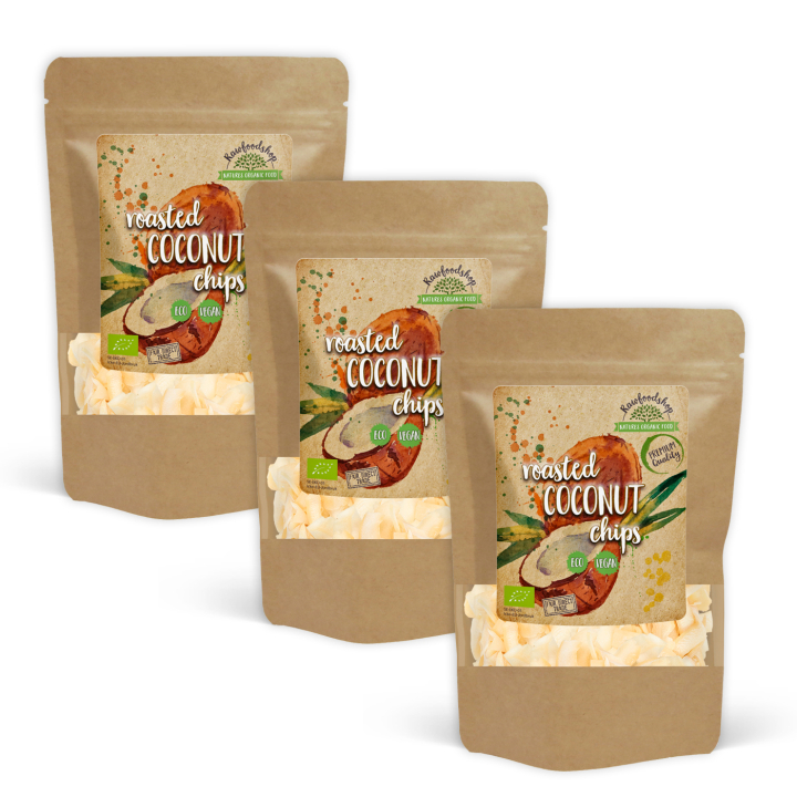 Kokoschips Premium Rostade EKO 500g x 3 paket i gruppen Råvaror & Dryck / Nötter / Kokos hos Rawfoodshop Scandinavia AB (KCR50-SET3)