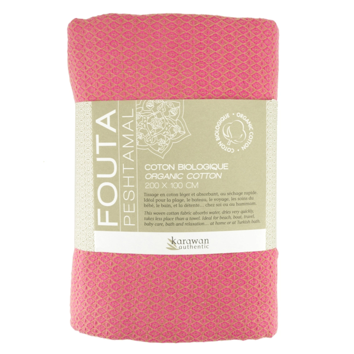 Fouta Hammam Sand & Indian Pink 200x100cm i gruppen Hud & Kropp / Bad & Spa / Handdukar hos Rawfoodshop Scandinavia AB (KFO02RI-L)