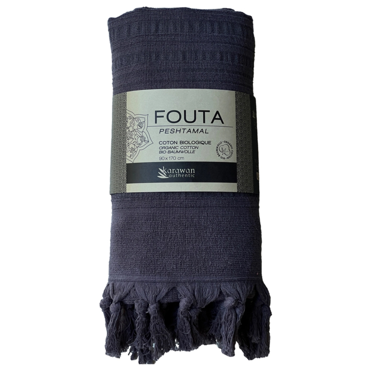 Fouta Onyx i Ekologisk Bomull 90x170cm i gruppen Hud & Kropp / Bad & Spa / Handdukar hos Rawfoodshop Scandinavia AB (KFO9O)