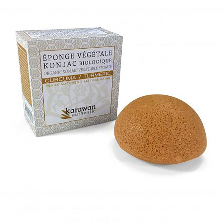 EKO Konjak Svamp berikad med Gurkmeja  i gruppen Hud & Kropp / Ansikte / Svampar hos Rawfoodshop Scandinavia AB (KKONJCU-BIN10)